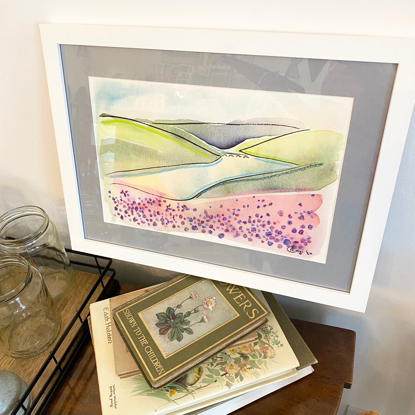 Original Ladybower Flowers Mixed Media - FRAMED