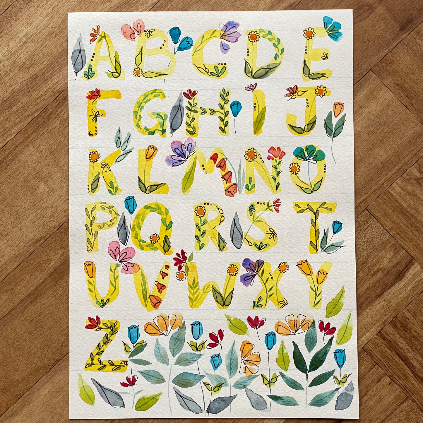 Original sketches and drafts - Flower alphabet