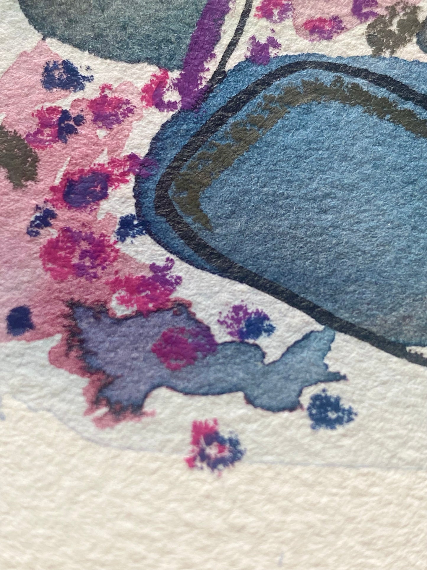 Original Heather and Flowers Bamford Edge Mixed Media - in mount