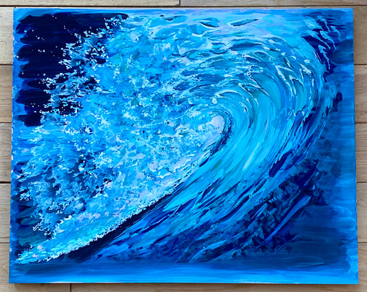 Original Powerful Oceans - gouache on wooden panels