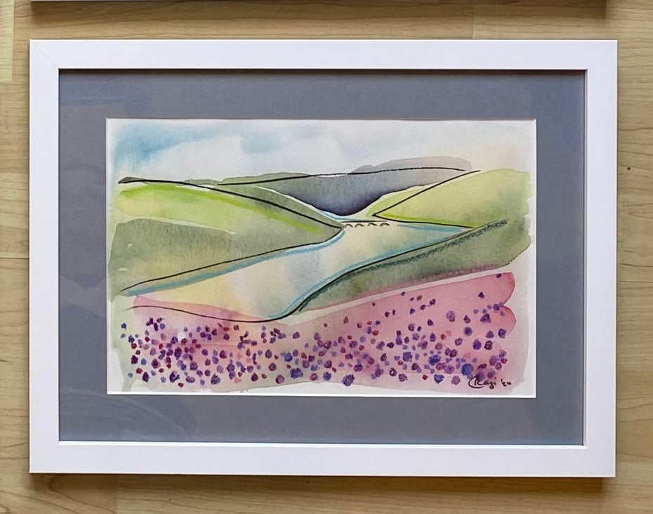 Original Ladybower Flowers Mixed Media - FRAMED