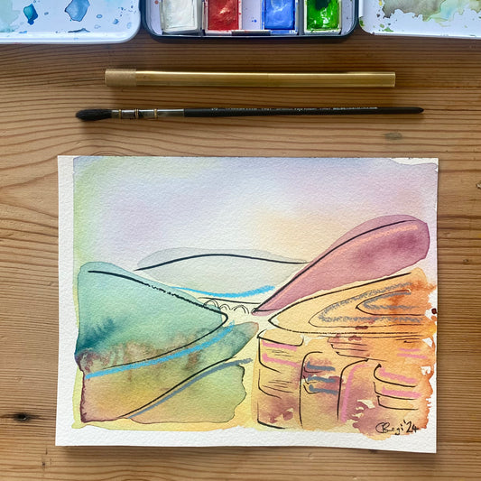 Original Derwent Edge Sunrise Mixed Media - FRAMED