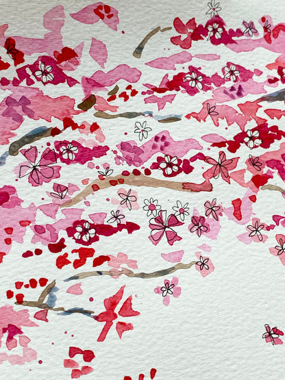 Cherry blossoms and masking fluid Tutorial (Pre-Recorded)