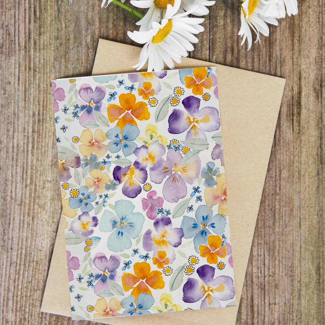 Pansies Card x5