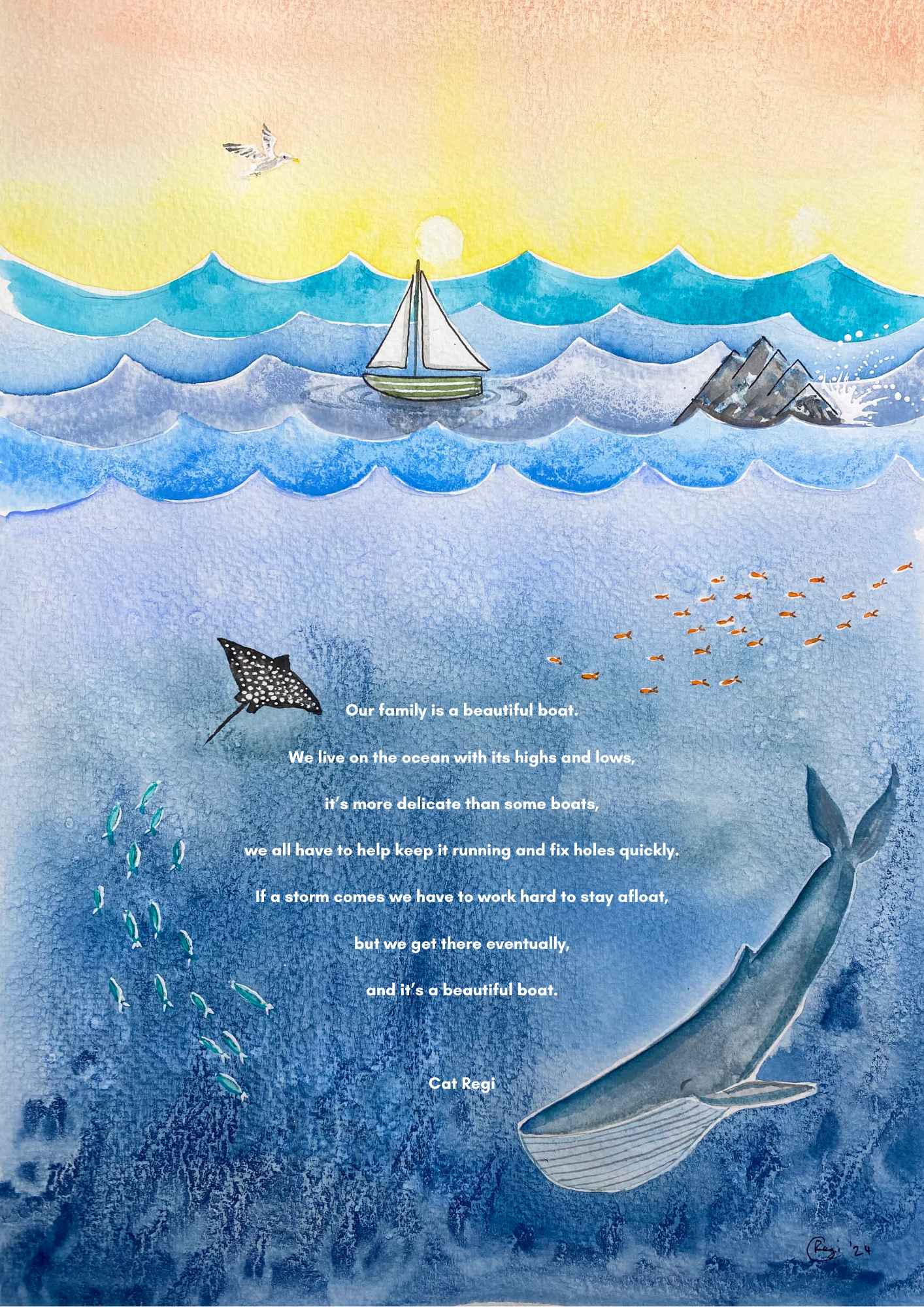 A beautiful boat A4 Print