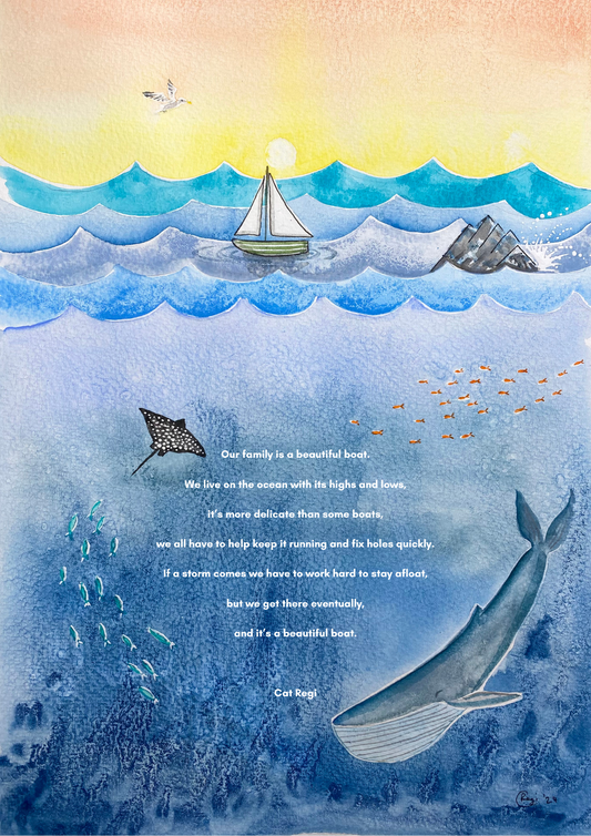 A beautiful boat A4 Print