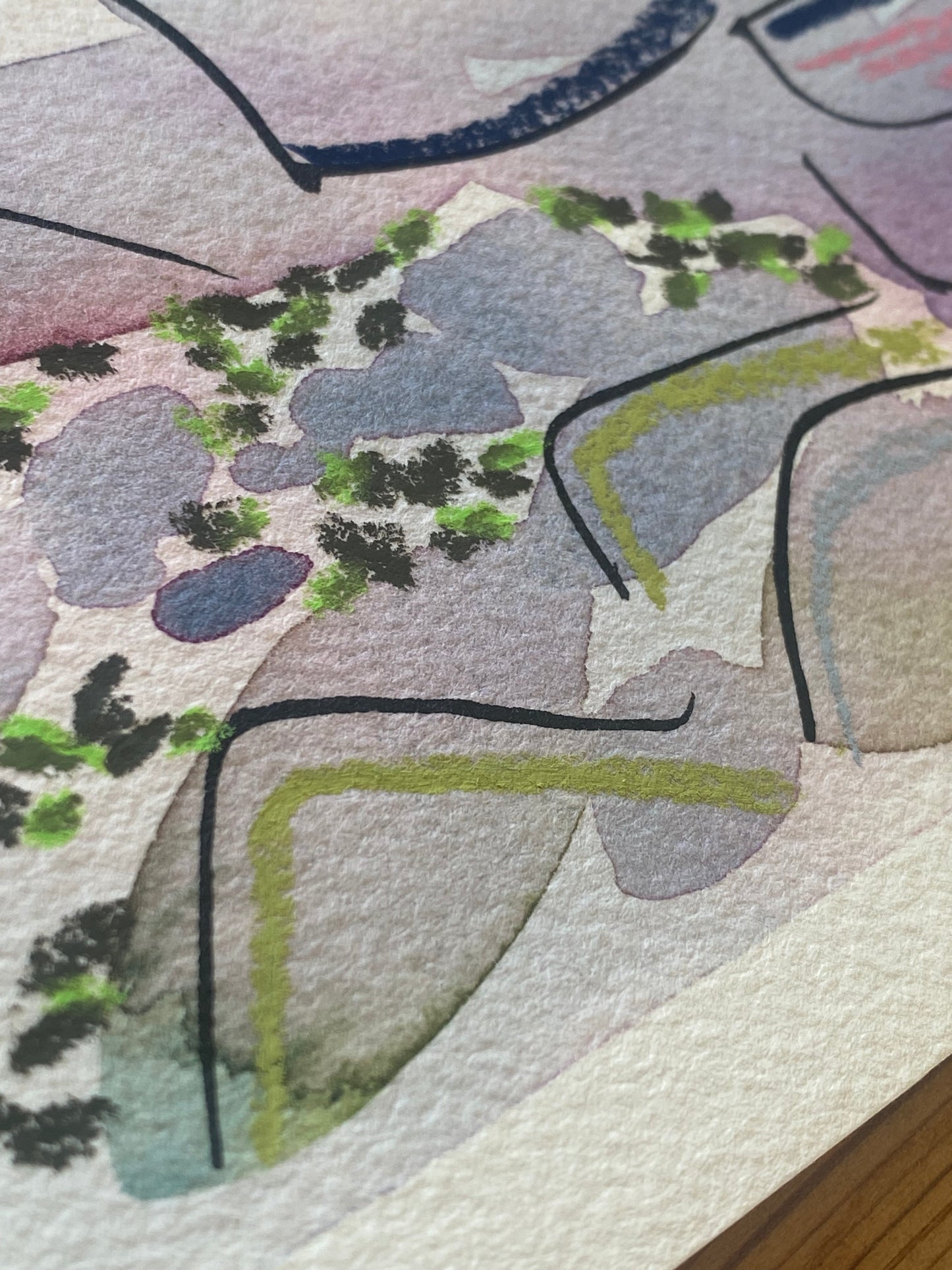Original Calm Peaks Mixed Media - in mount