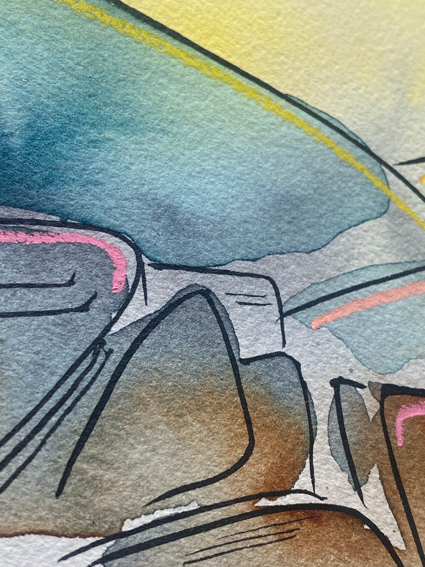 Original Spring Peaks Mixed Media - in mount