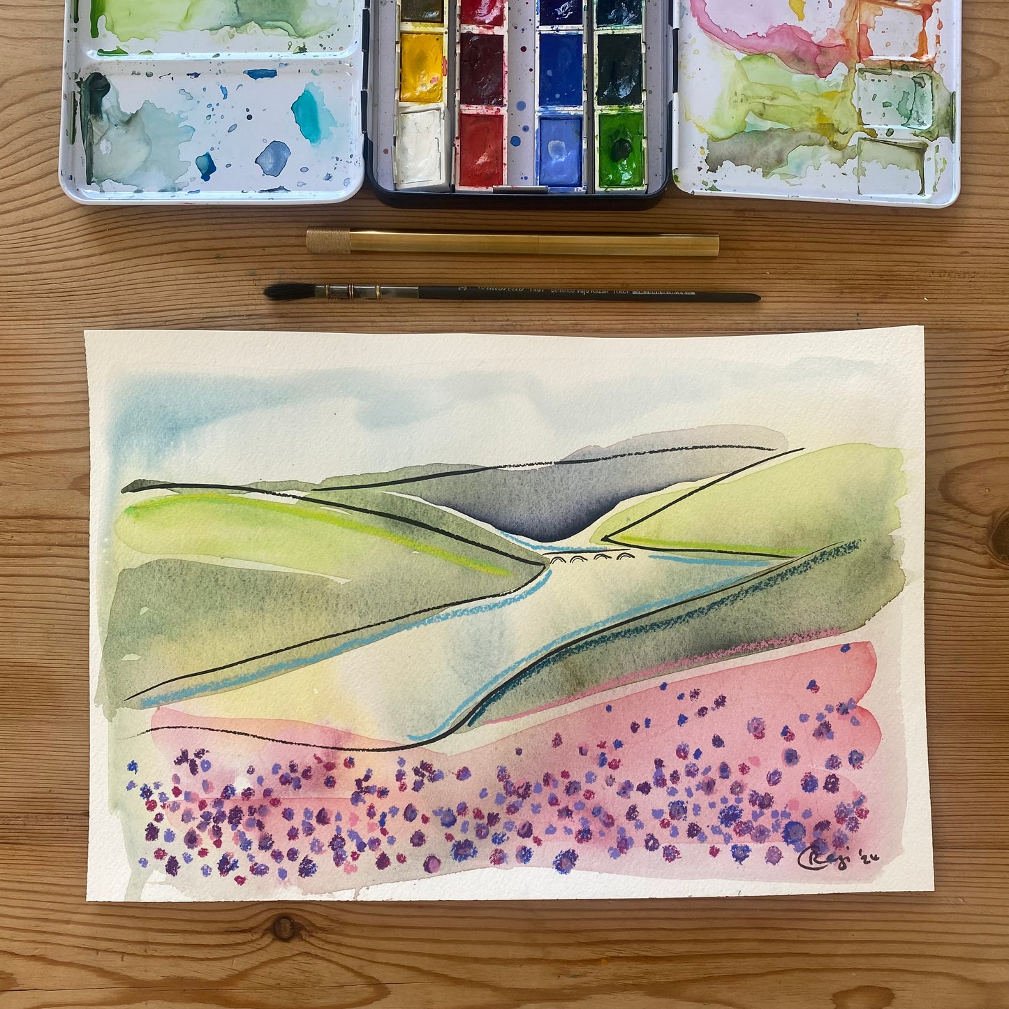 Ladybower Flowers Mixed Media A3 Print