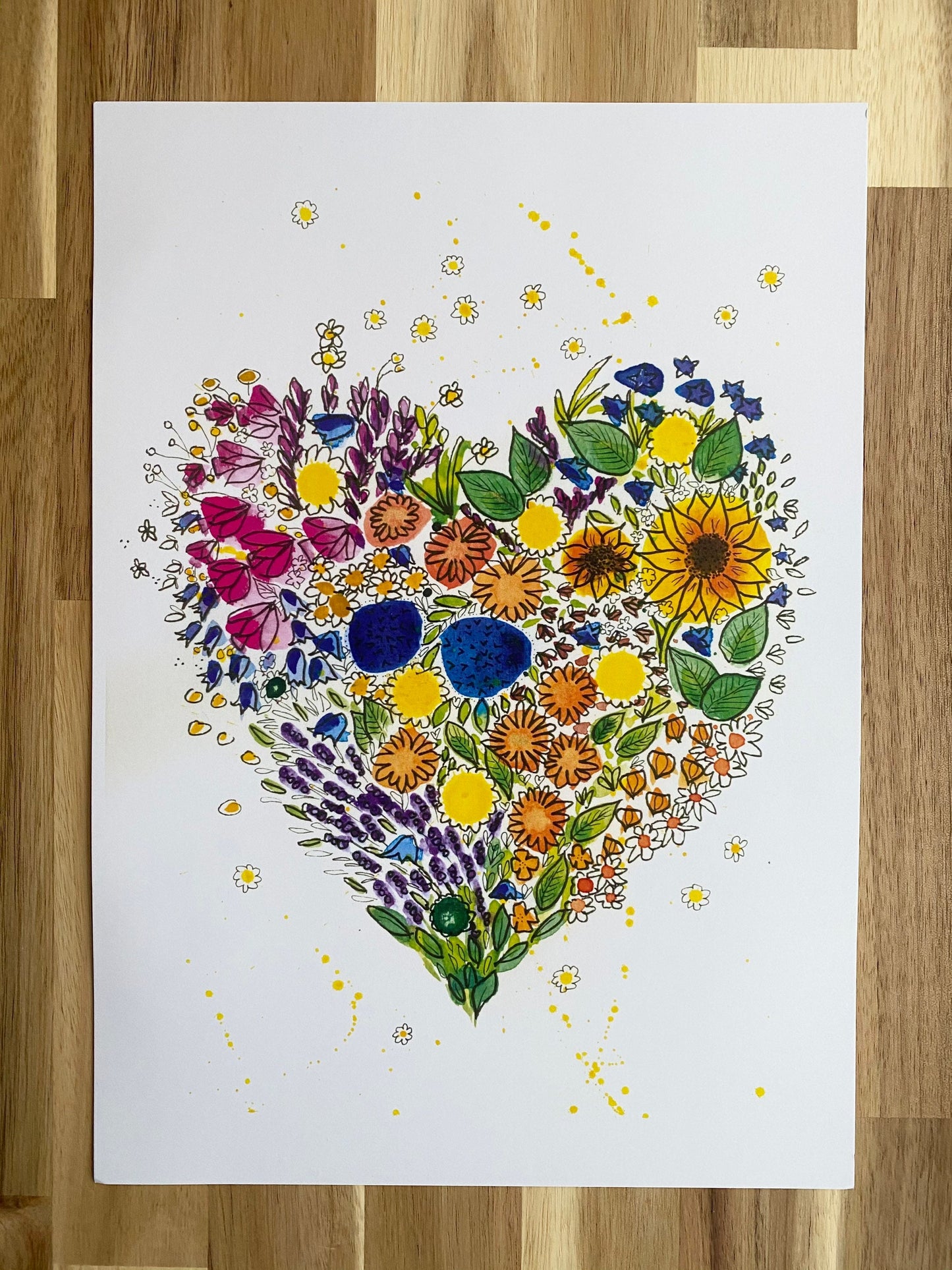 Flowery Heart A4 Print