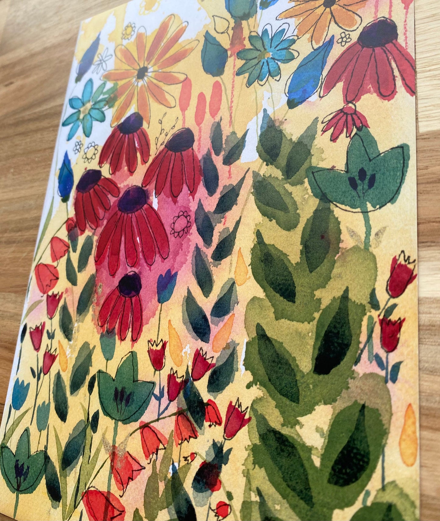 Golden Echinacea A5 Print
