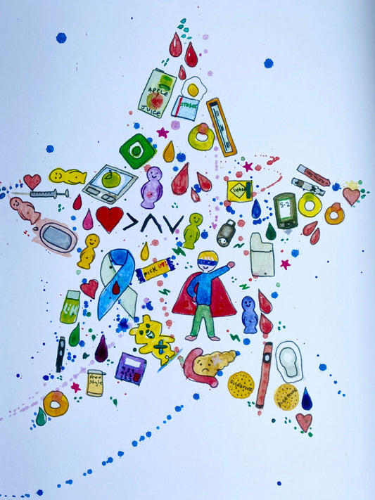 Diabetes Star A4 Print - digital download