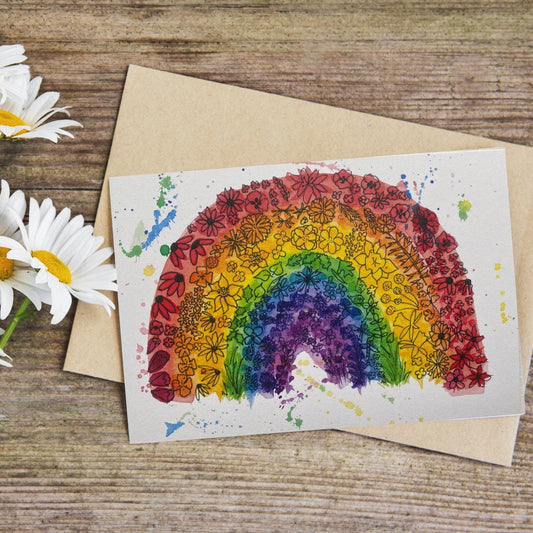 Flowery Rainbow Card x5