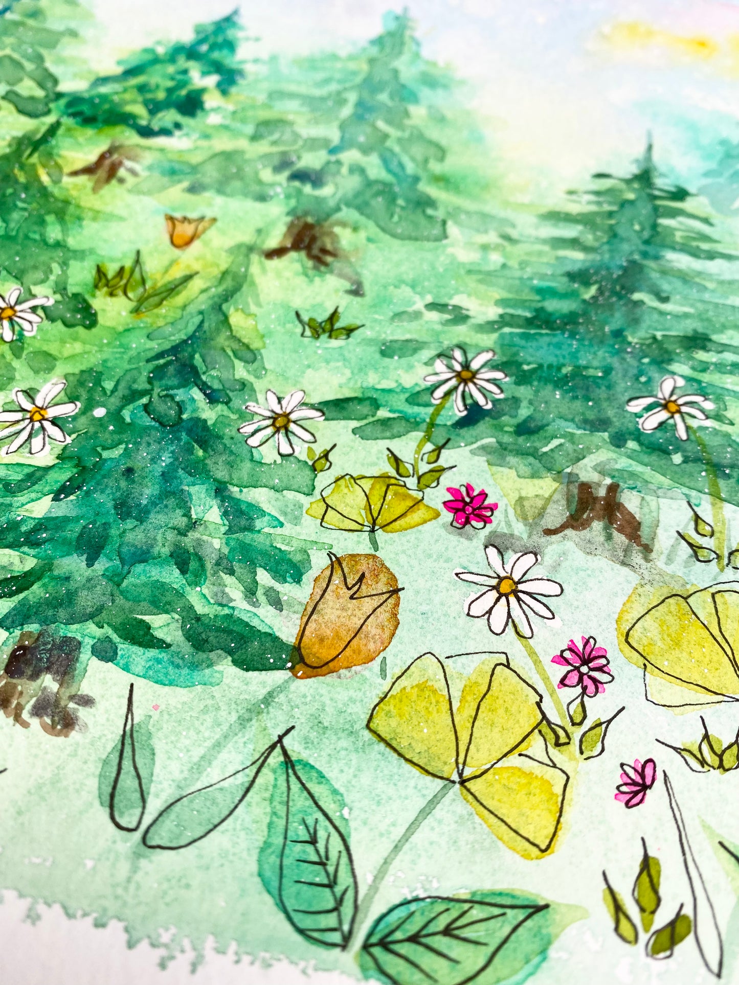 Original A3 Winter Fir Trees