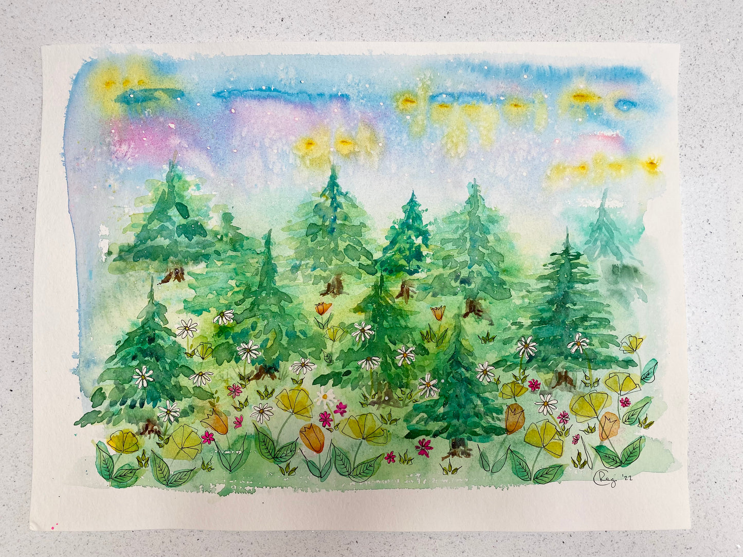 Original A3 Winter Fir Trees