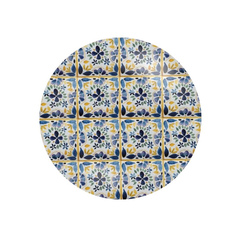 Navy and mustard tiles espresso cup and saucer