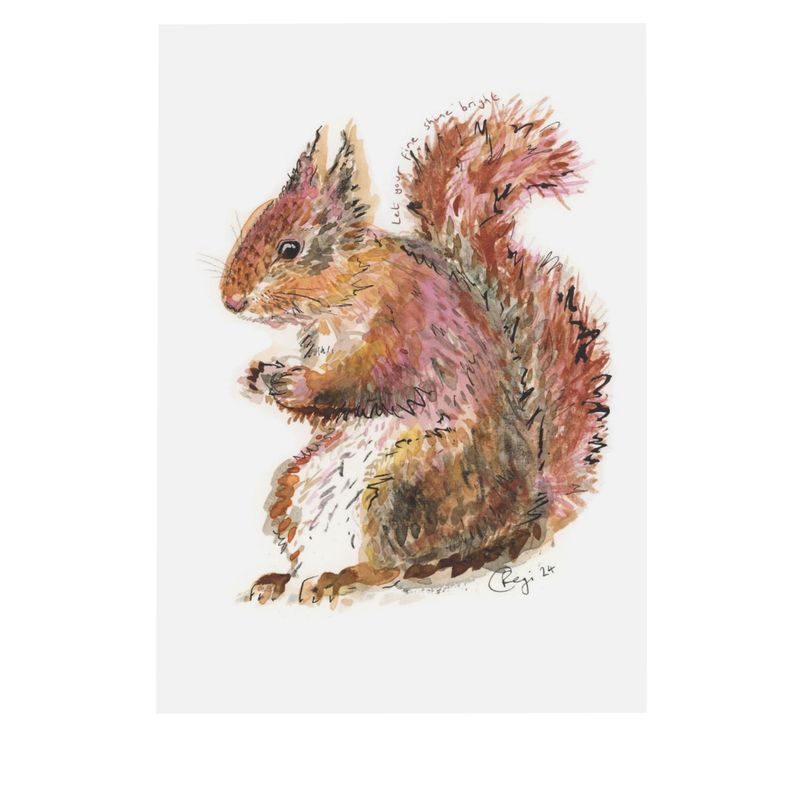 Shine Bright Red Squirrel postcards x4