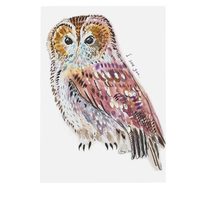 I See You Owl postcards x4