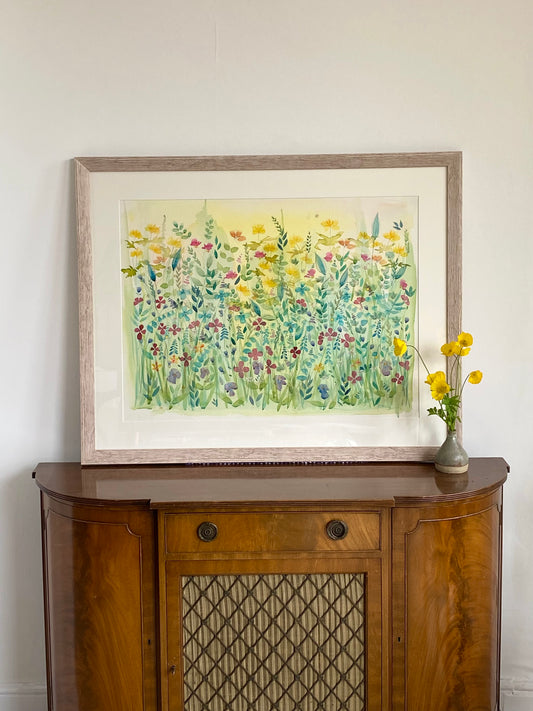 Original Summer Wildflowers Mixed Media - Professionally framed