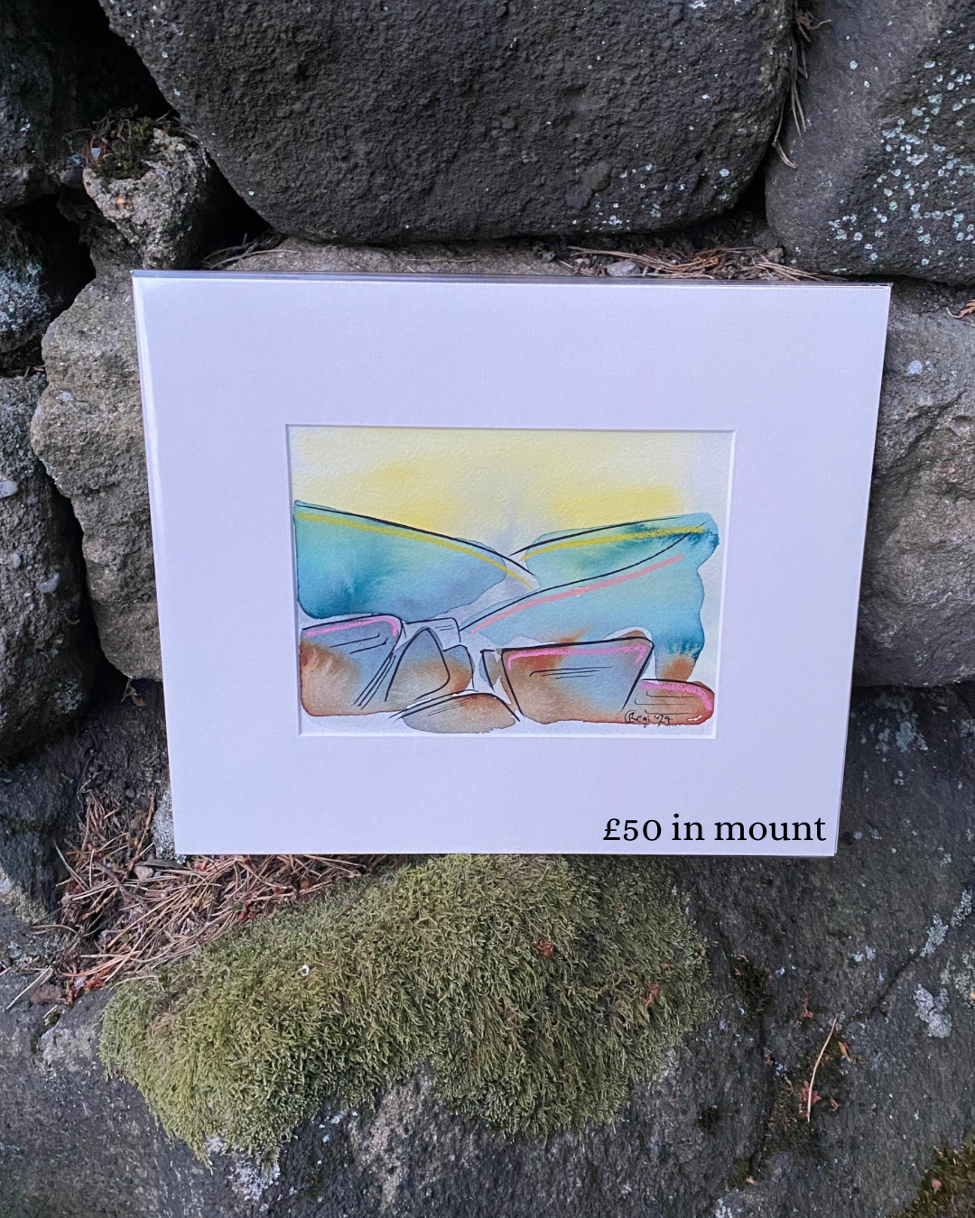 Original Spring Peaks Mixed Media - in mount