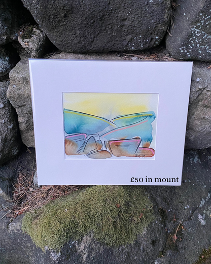 Original Spring Peaks Mixed Media - in mount