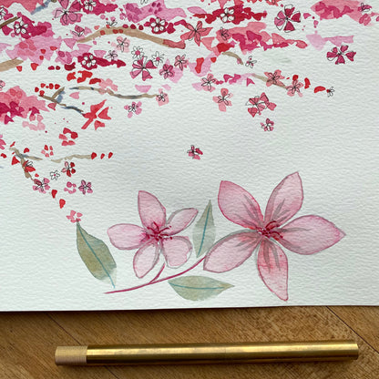 Cherry blossoms and masking fluid Tutorial (Pre-Recorded)