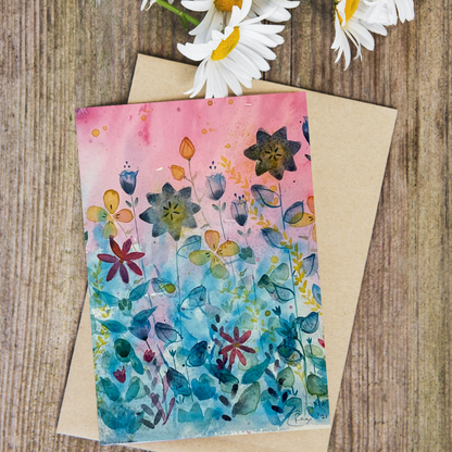 Dusky Flowers Card x5