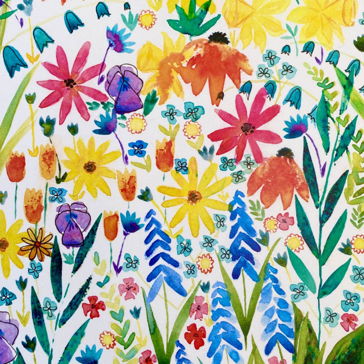 Watercolour flowers art by Cat Regi