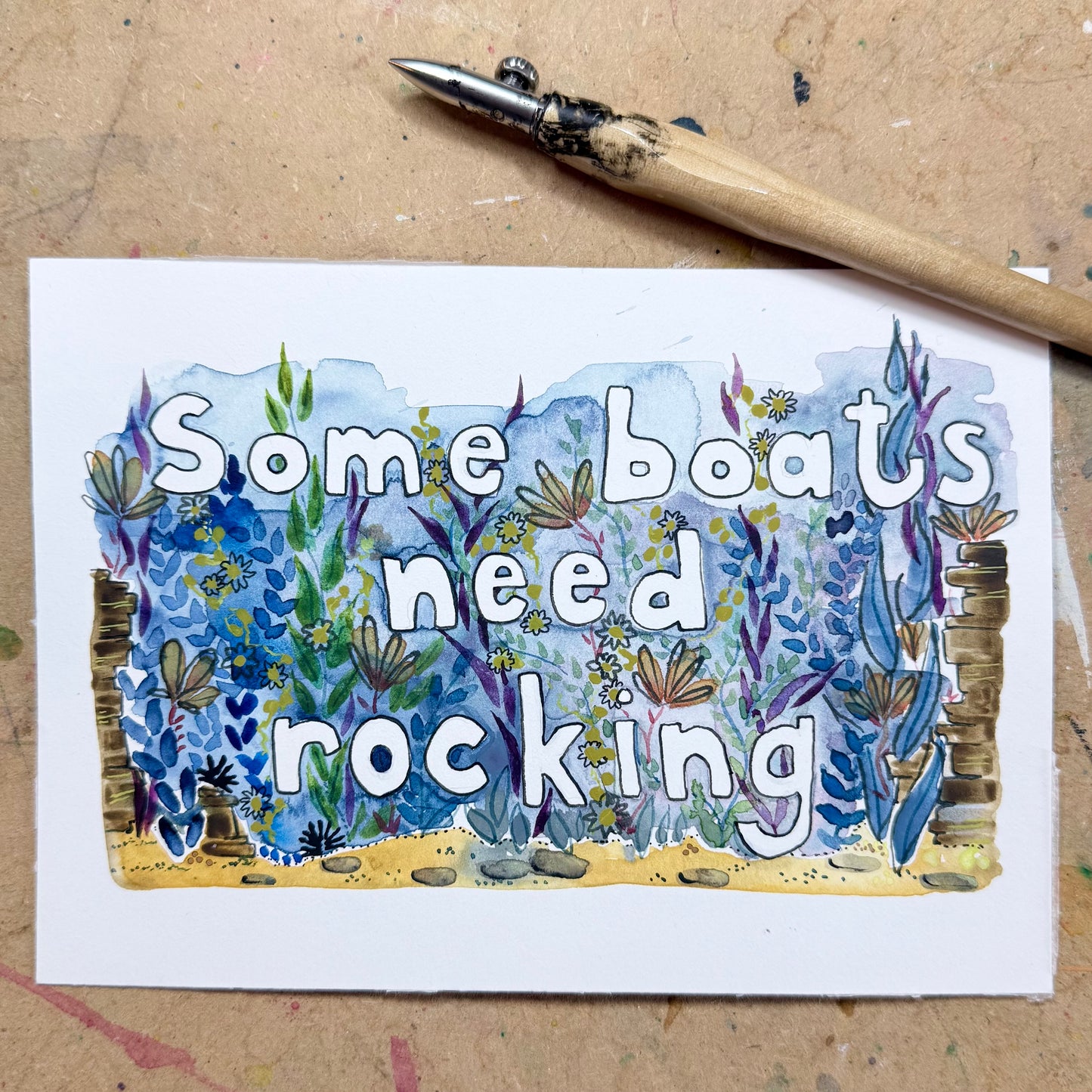 Original Some Boats Need Rocking Card with Words
