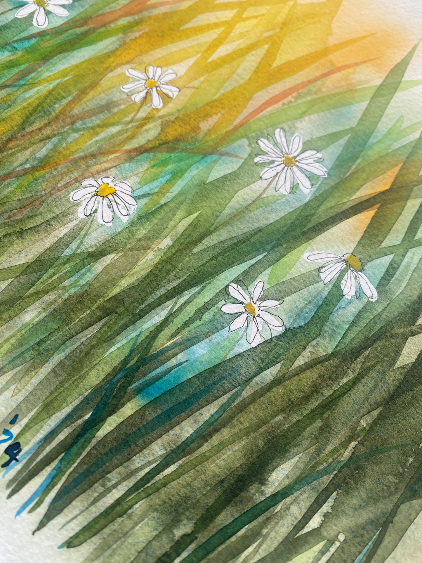 Original Summer Daisies Mixed Media