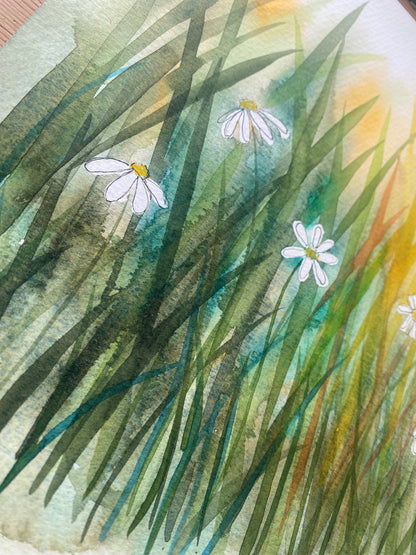 Original Summer Daisies Mixed Media