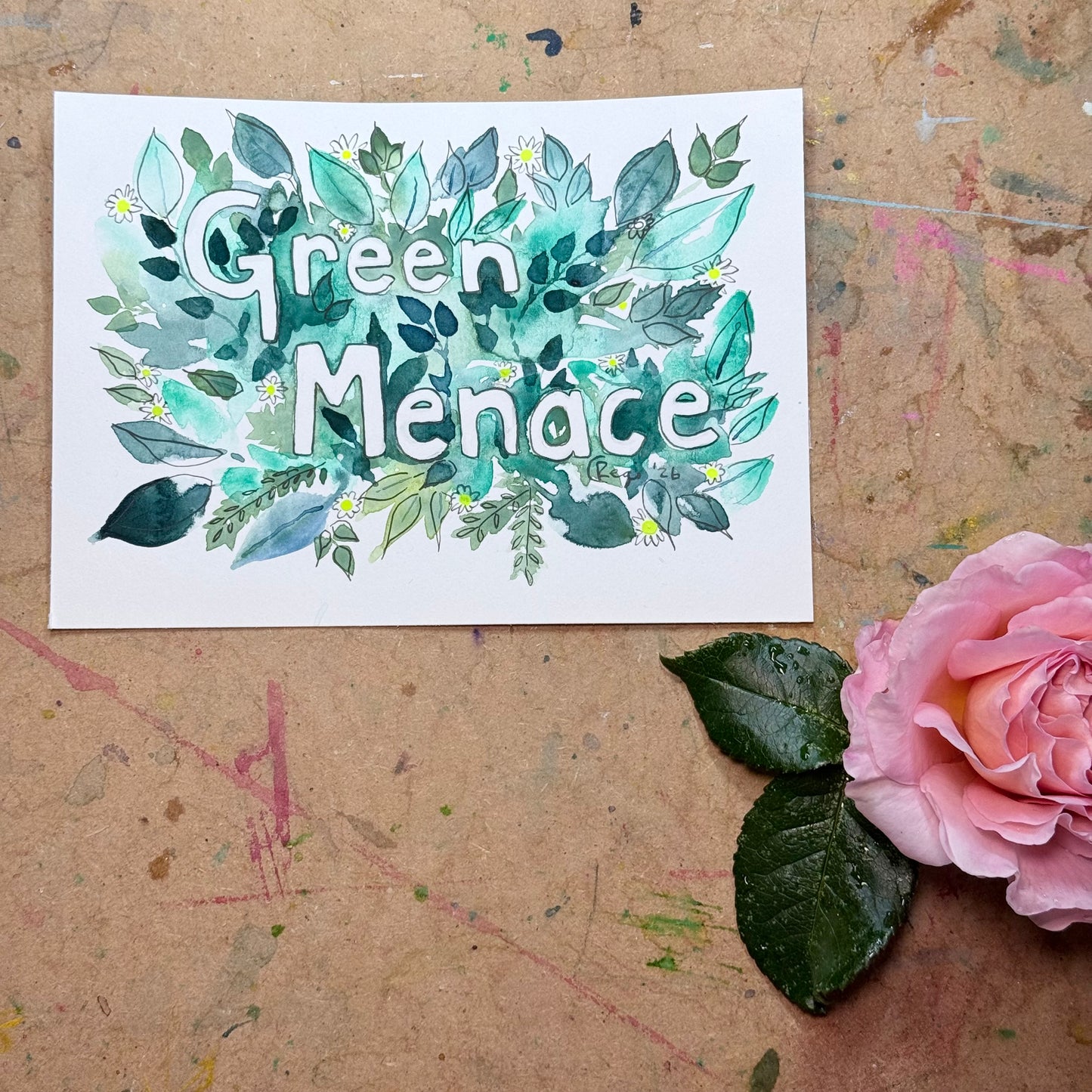 Original Green Menace Card with Words