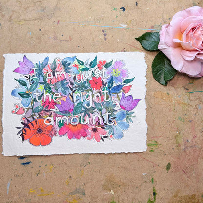 Original Just The Right Amount Card with Words