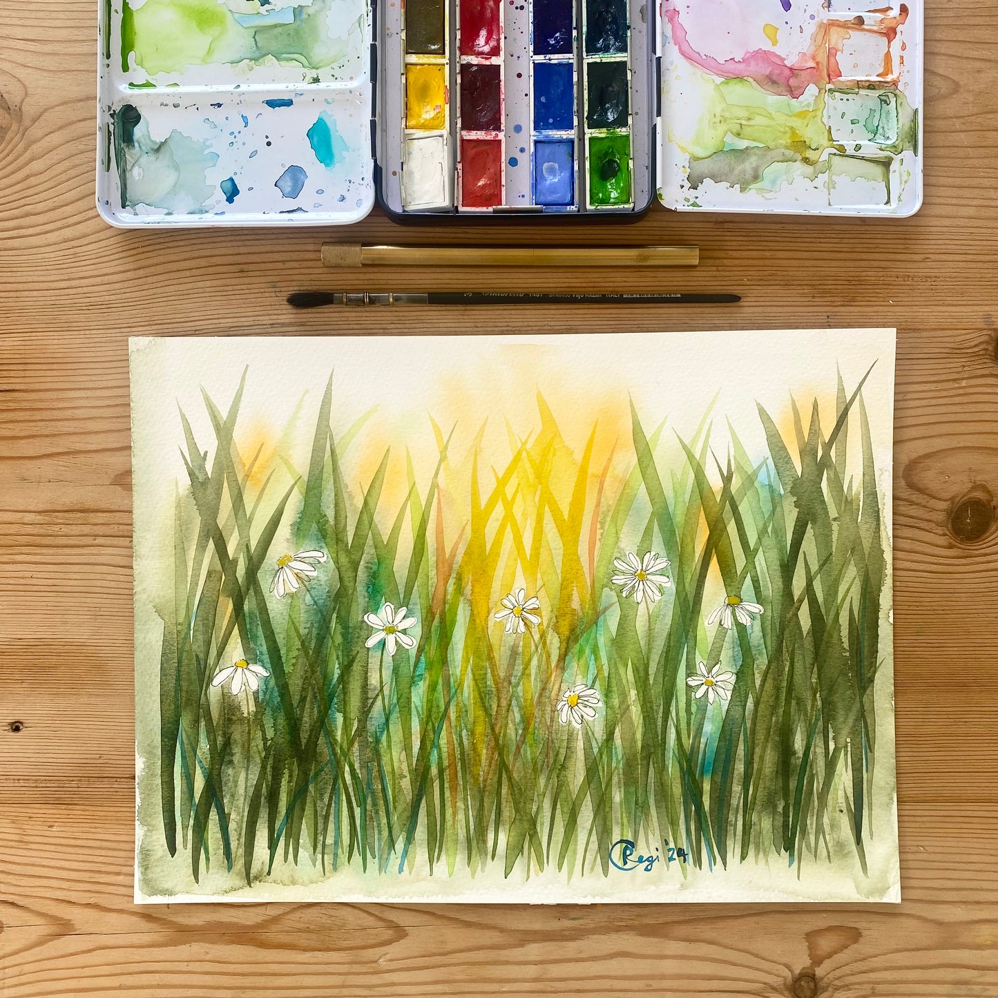 Original Summer Daisies Mixed Media