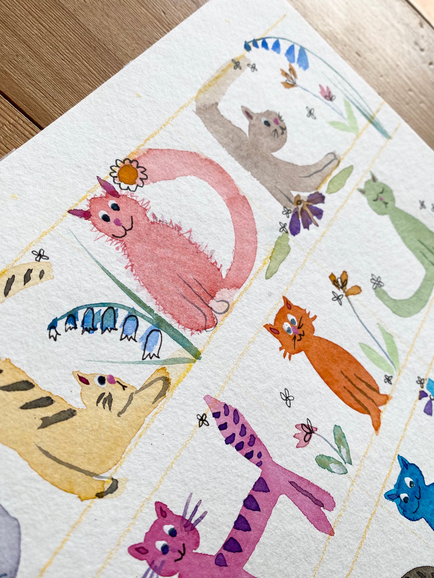 Original Cat Alphabet Watercolour