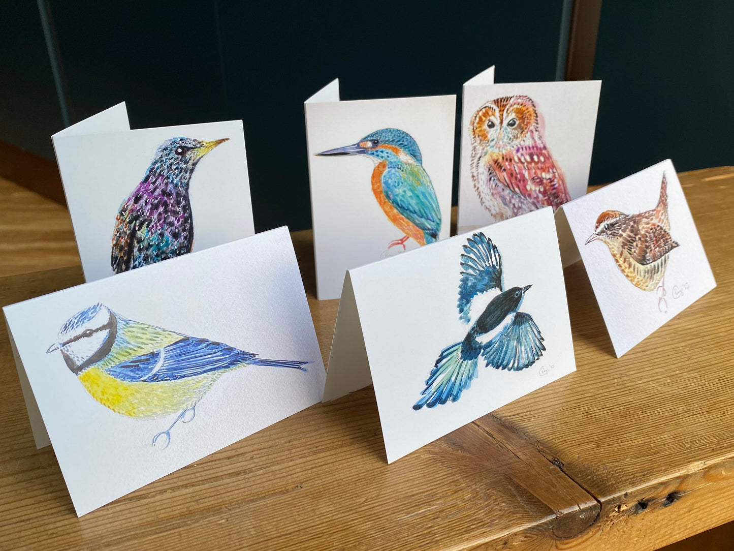 Birds notecards set x 5