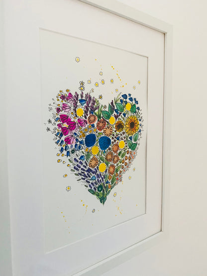 Flowery Heart A4 Print