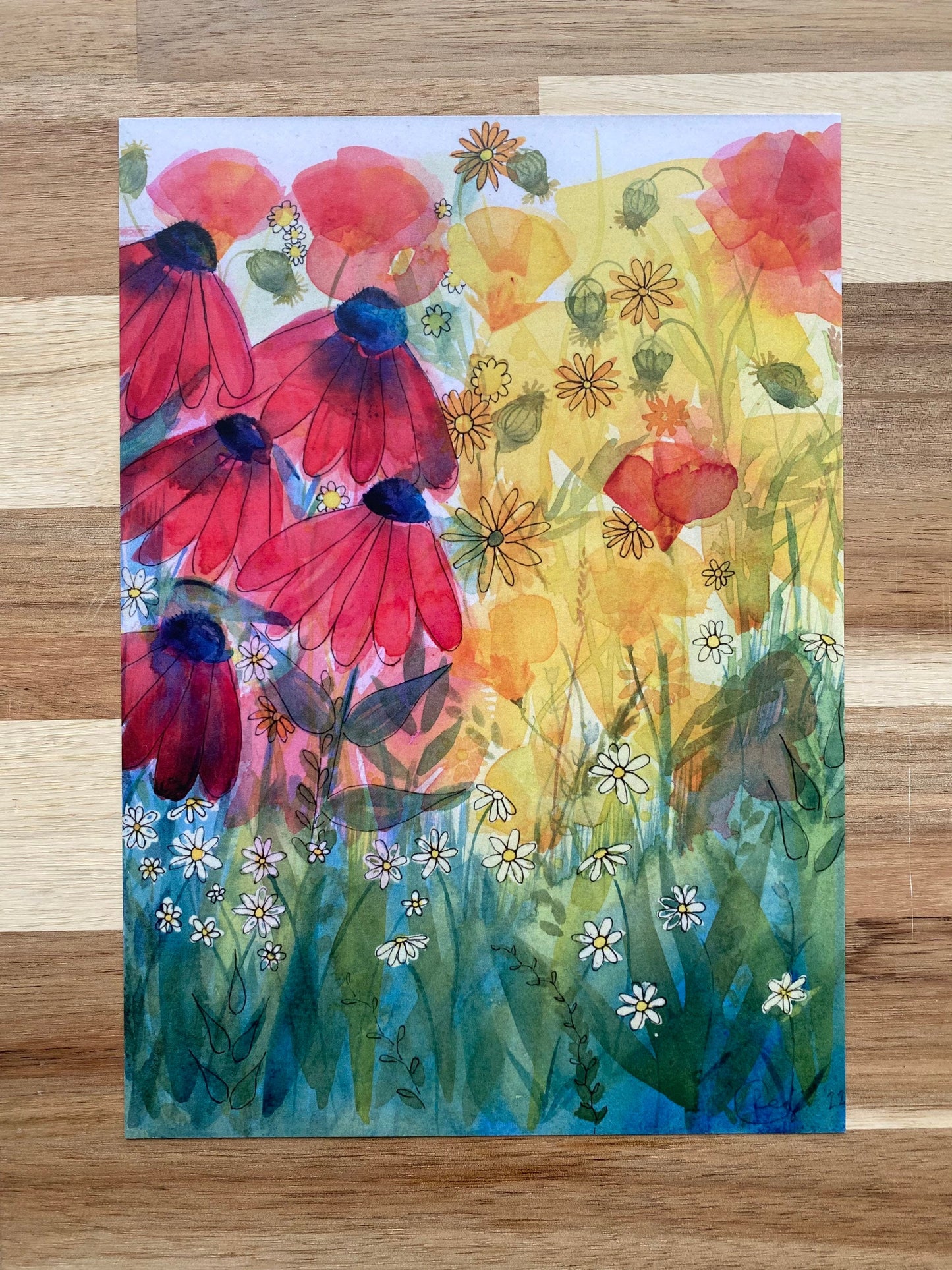 Yellow Poppies A5 Print