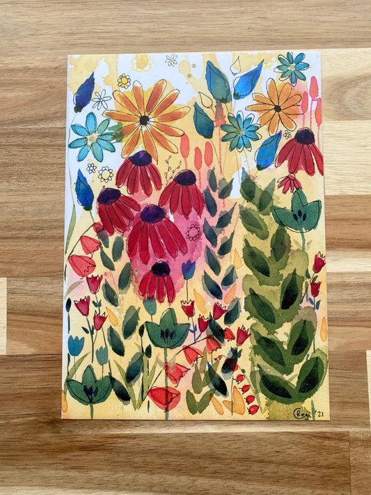 Golden Echinacea A5 Print
