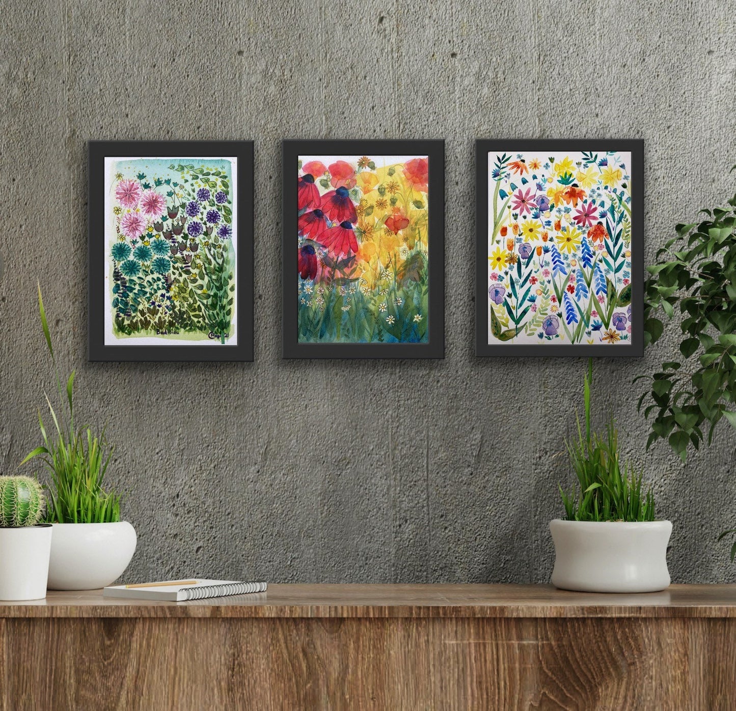 Set of 3 Floral Prints - digital download