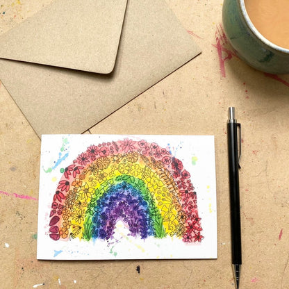 Flowery Rainbow Card x5