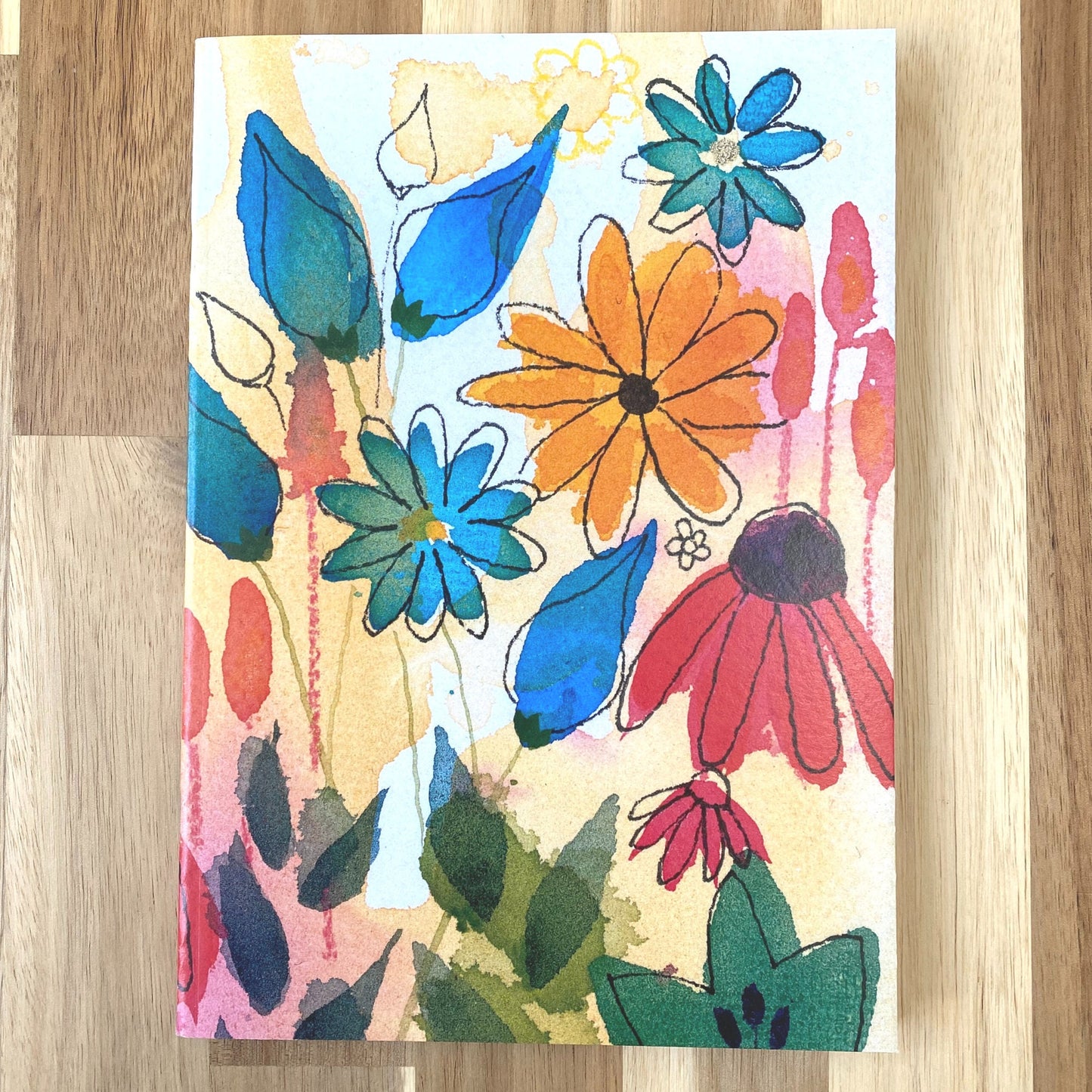 Yellow Flowers Lined A5 Notebook (100% recycled)