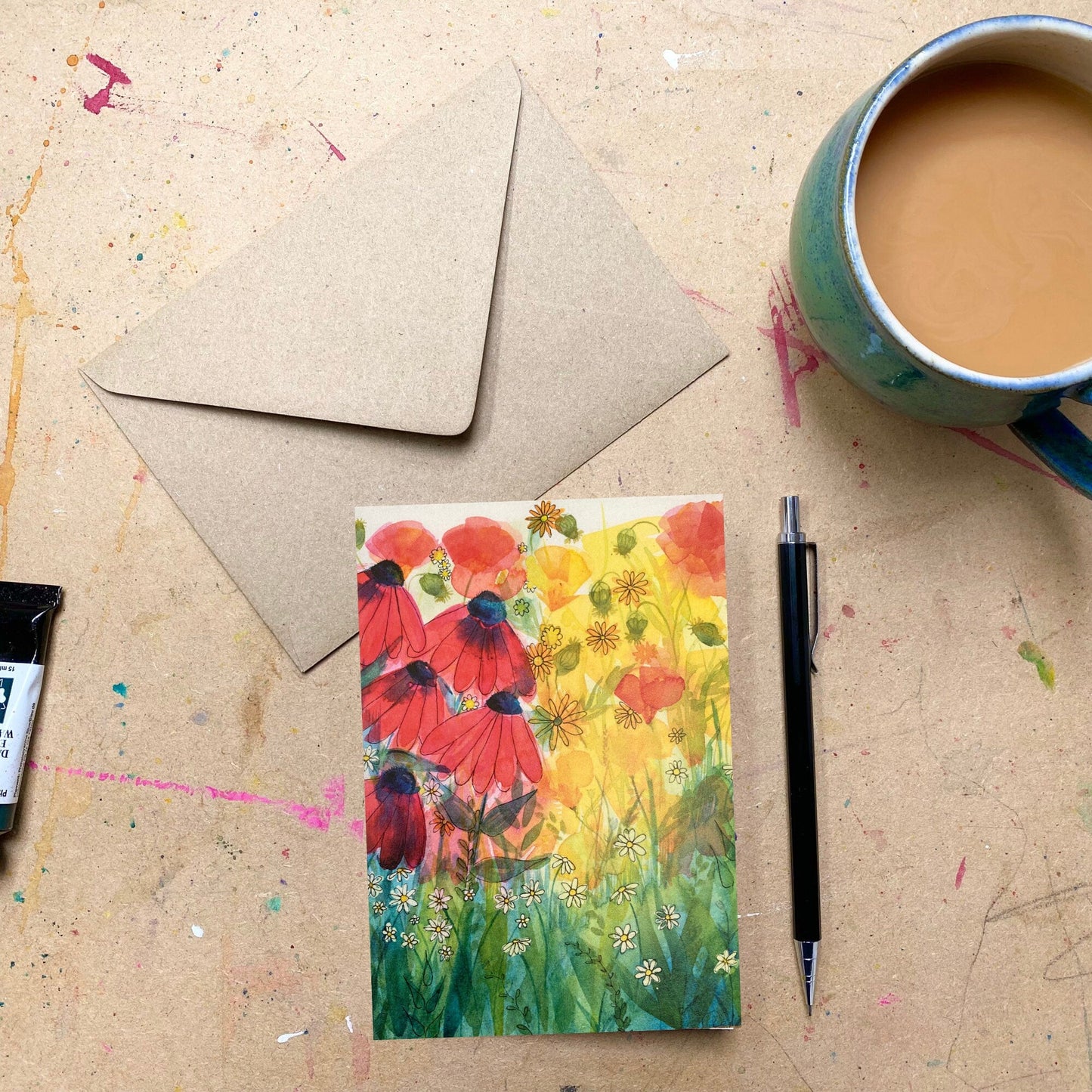 Yellow Poppy Card x5