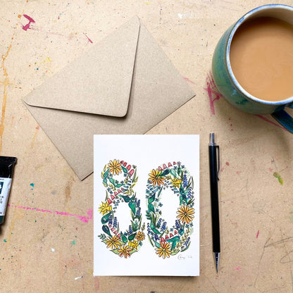 80th Birthday/Anniversary Card x5