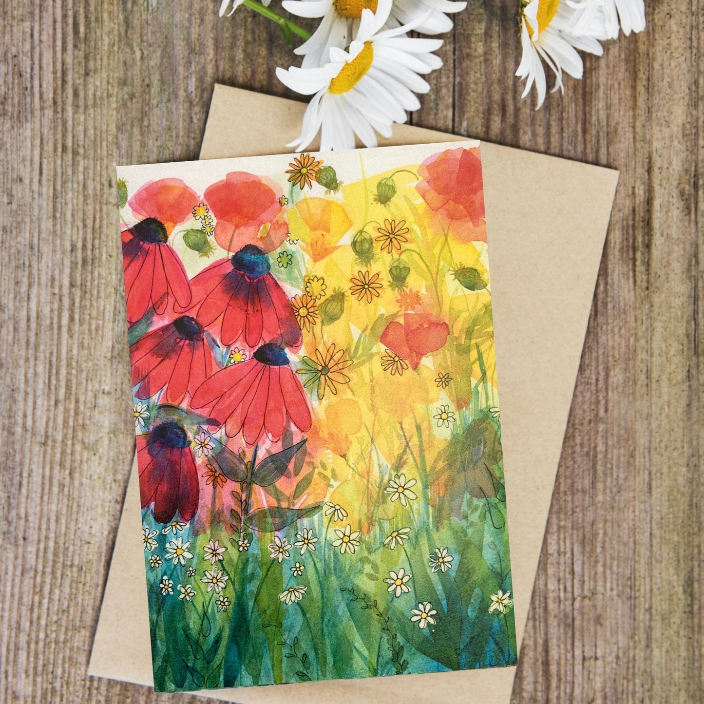 Yellow Poppy Card x5