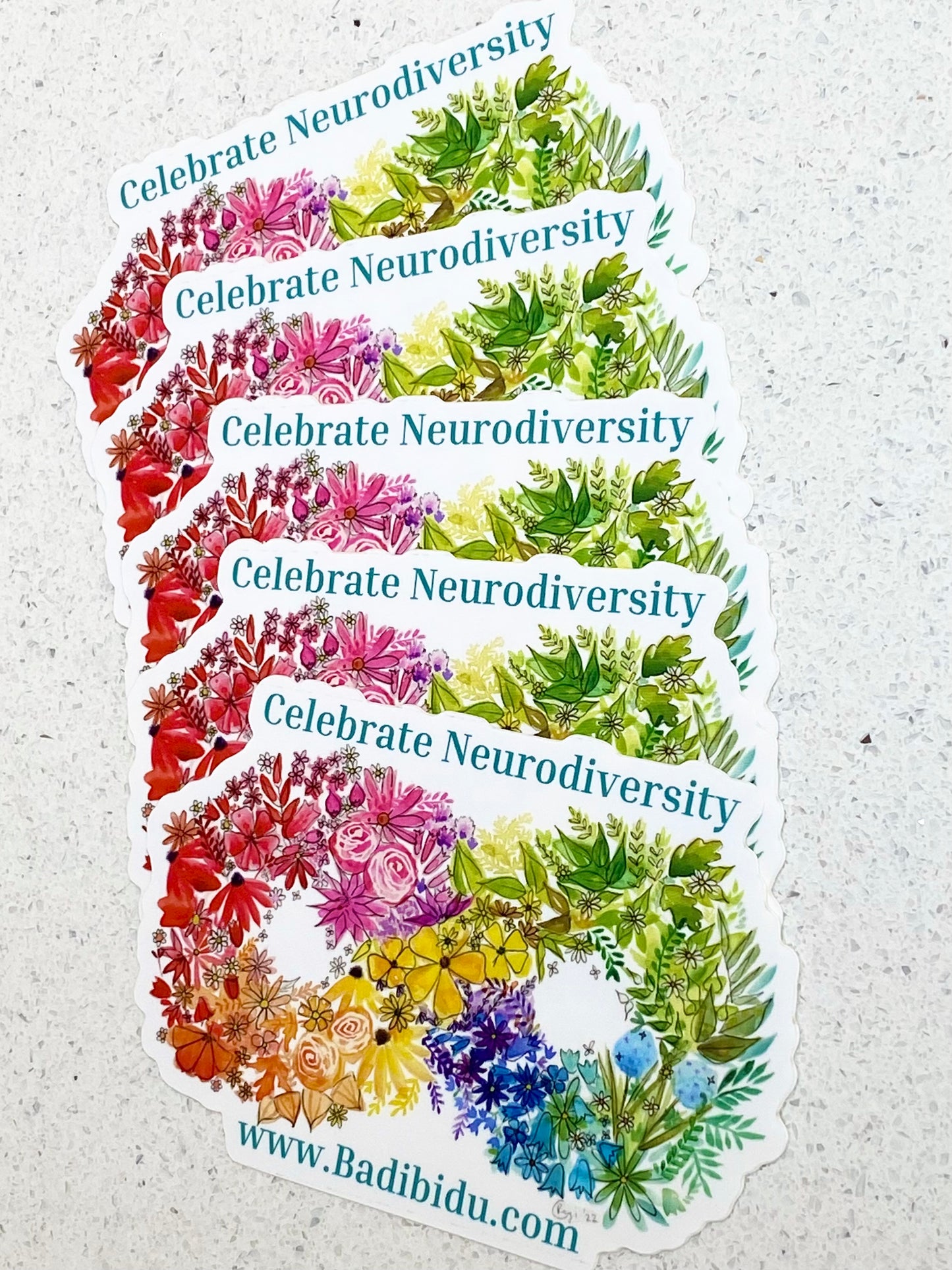 Celebrate Neurodiversity vinyl stickers (pack of 5)