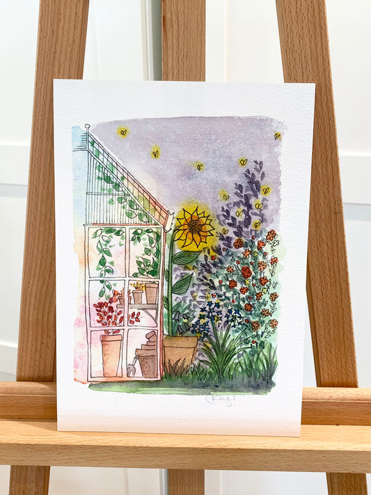 Limited edition A4 Giclee - Evening Greenhouse