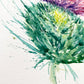 Original A3 watercolour thistle leaning